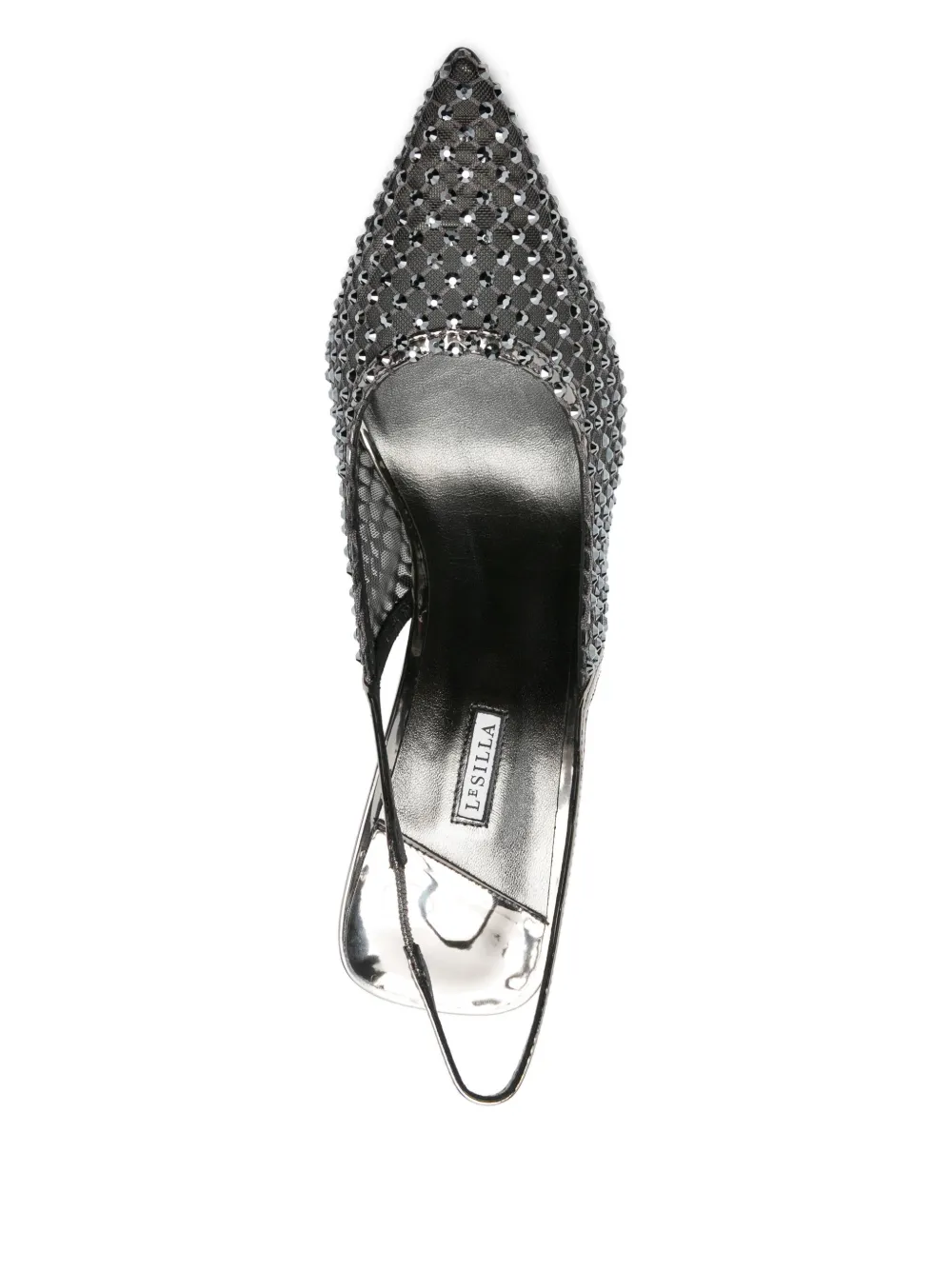 Le Silla 100mm embellished slingback heeled pumps Silver