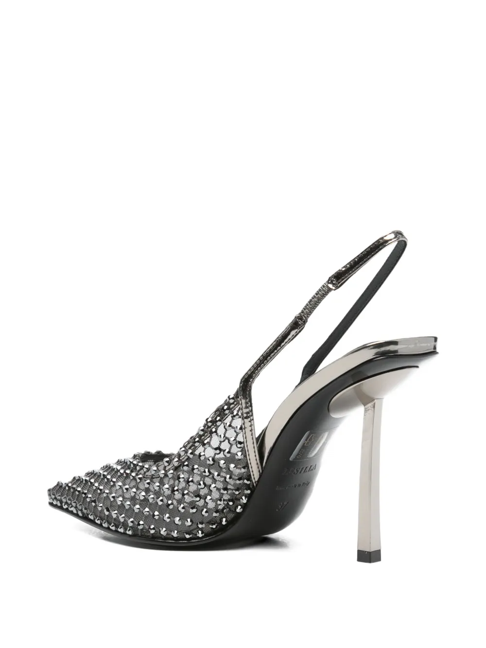 Le Silla 100mm embellished slingback heeled pumps Silver