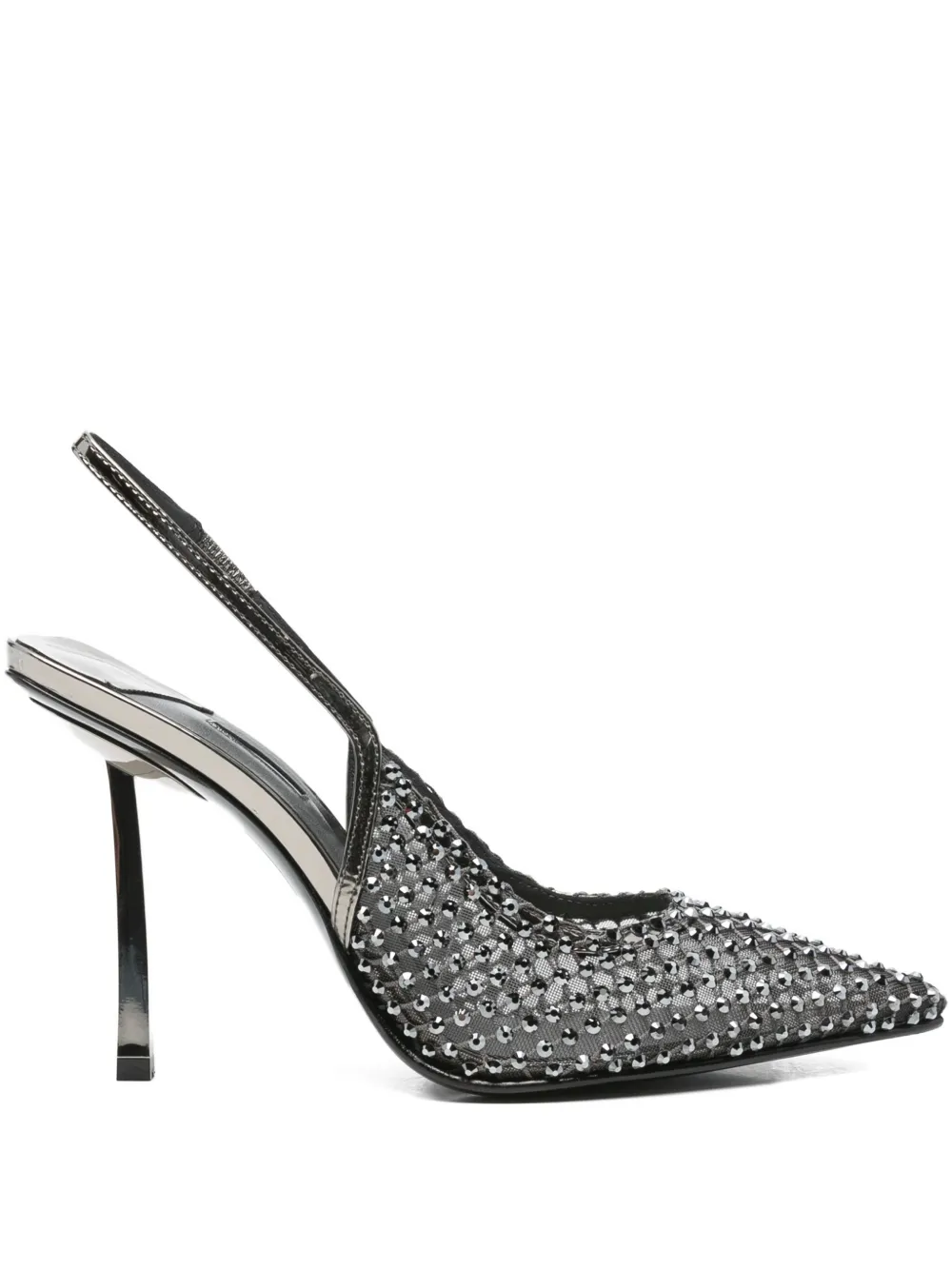 Le Silla 100mm embellished slingback heeled pumps Silver