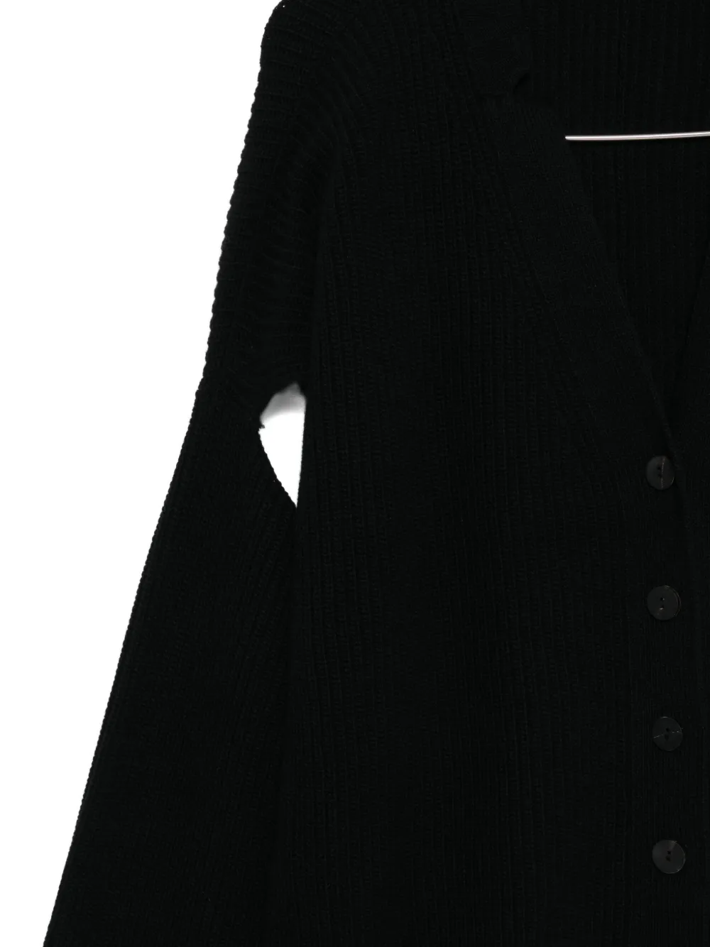 Isabel Benenato Button-front Armholes-detailing Cardigan In Black