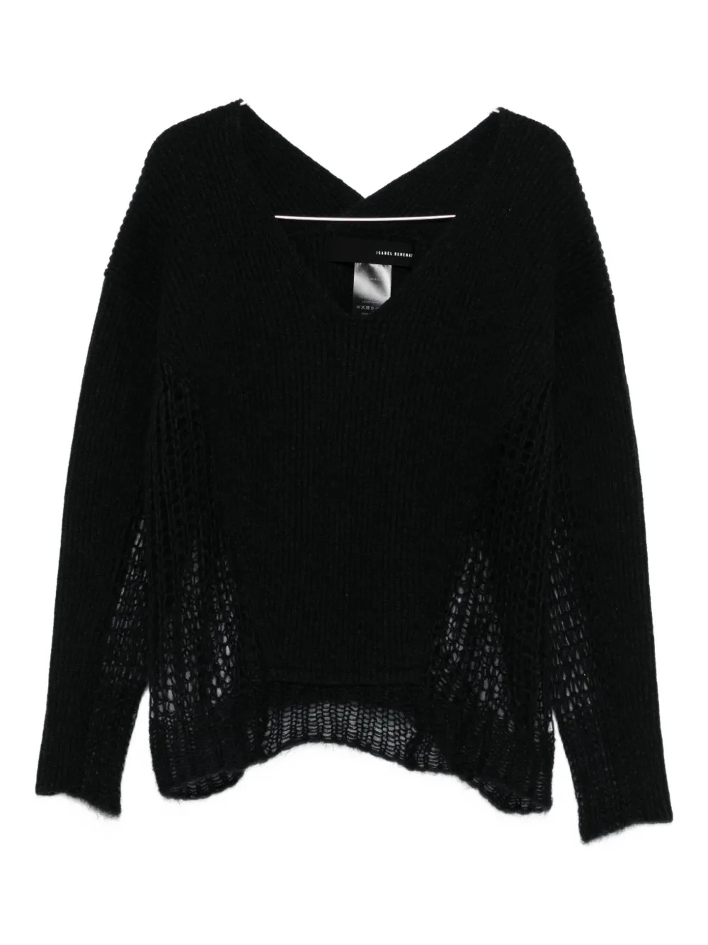 Isabel Benenato V-neck open-knit sweater | Black | Image 1