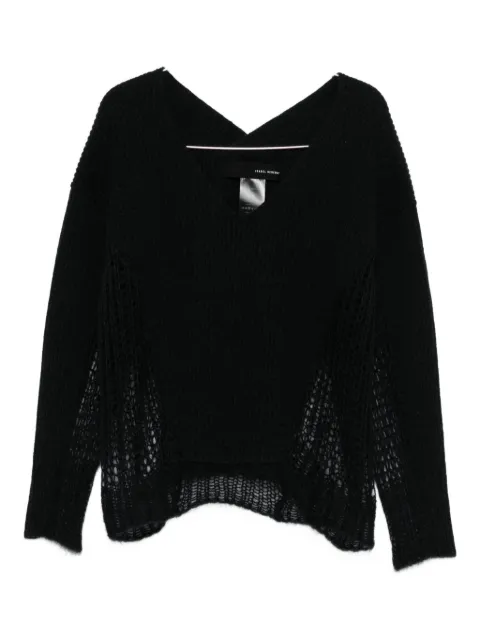 Isabel Benenato V-neck open-knit sweater