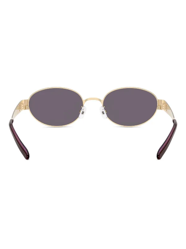 Tory Burch logo-detail oval-frame Sunglasses | Gold | FARFETCH display picture 2