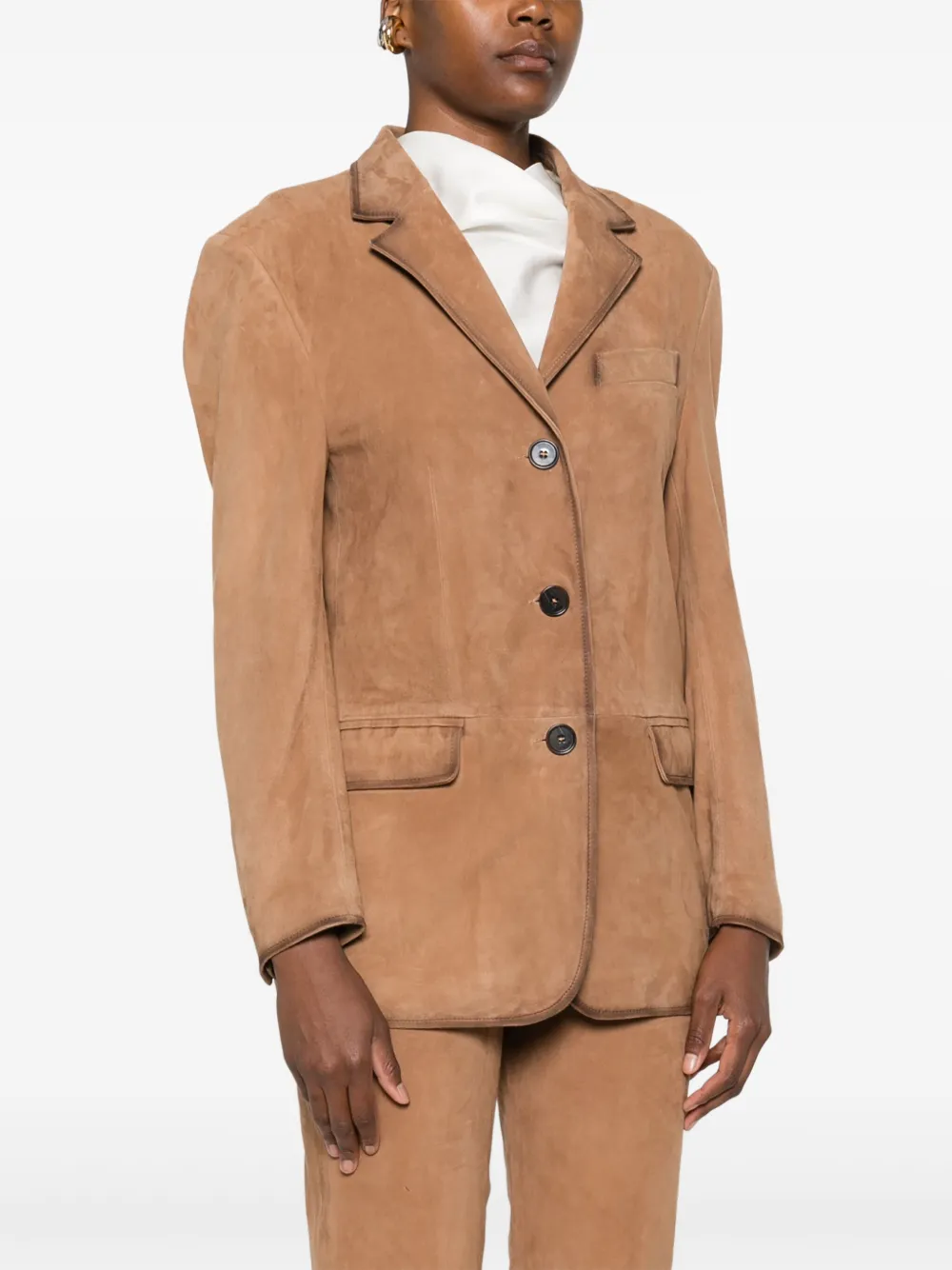 Arma Suède jack met knoopdetail Bruin