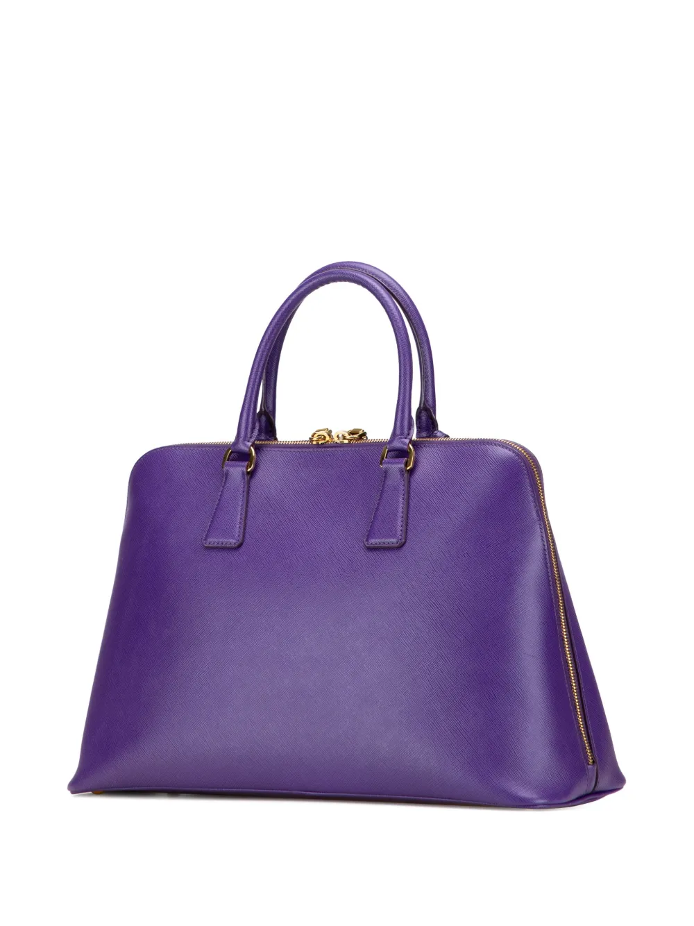 Pre-owned Prada 2010-2025 Large Saffiano Lux Promenade Satchel In Purple
