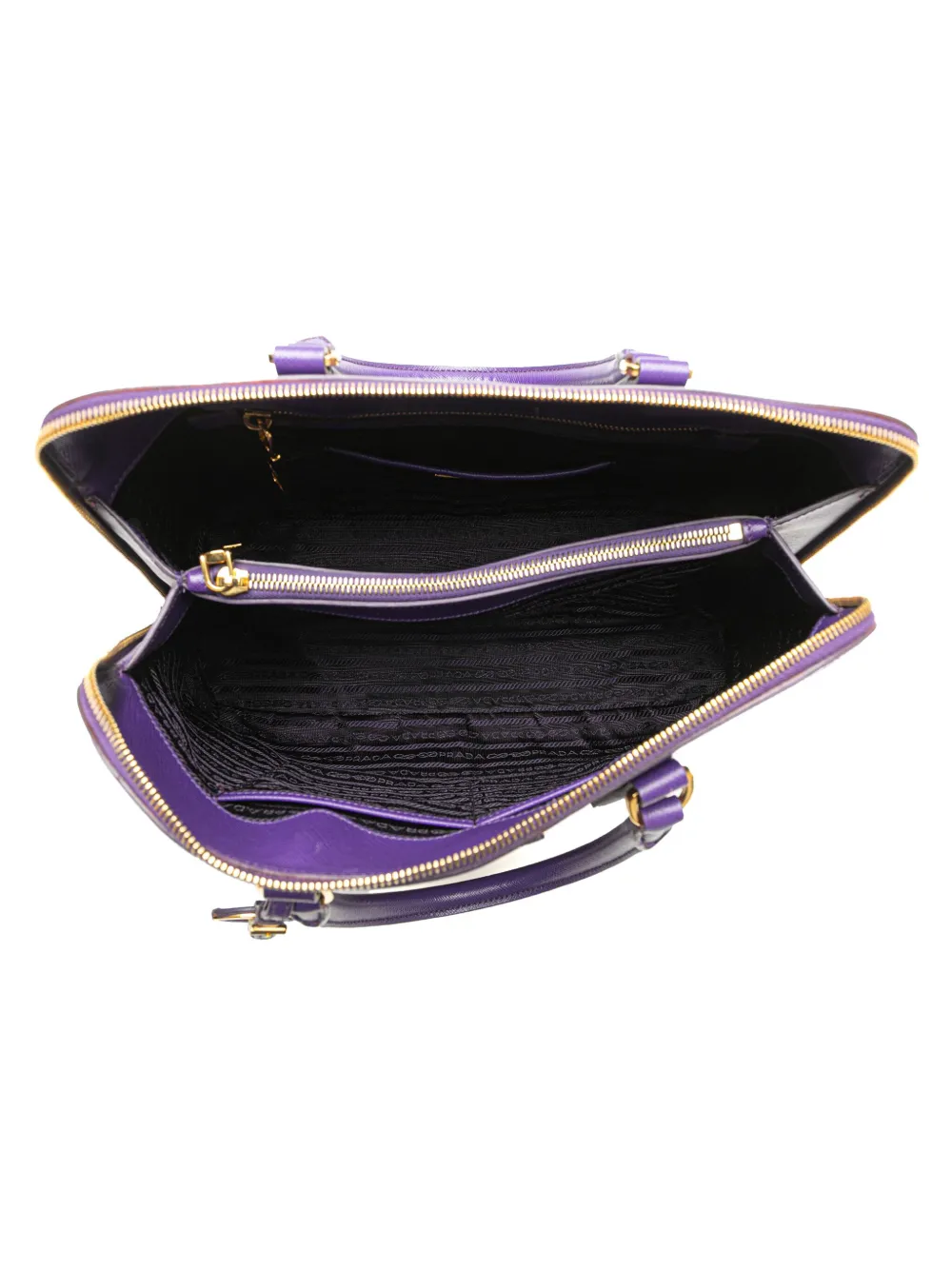 Pre-owned Prada 2010-2025 Large Saffiano Lux Promenade Satchel In Purple