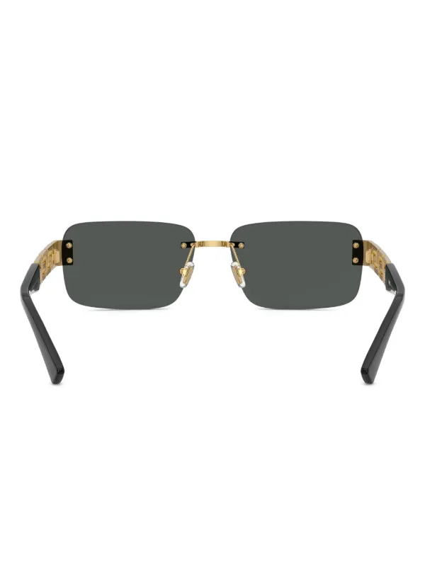 Versace Eyewear Rectangle Metal Sunglasses | Gold | FARFETCH