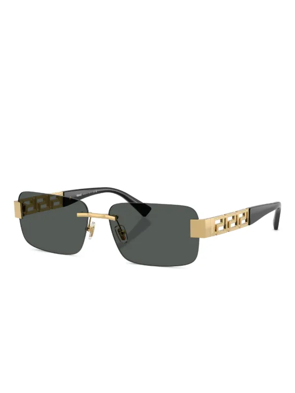 Versace Eyewear Rectangle Metal Sunglasses | Gold | FARFETCH