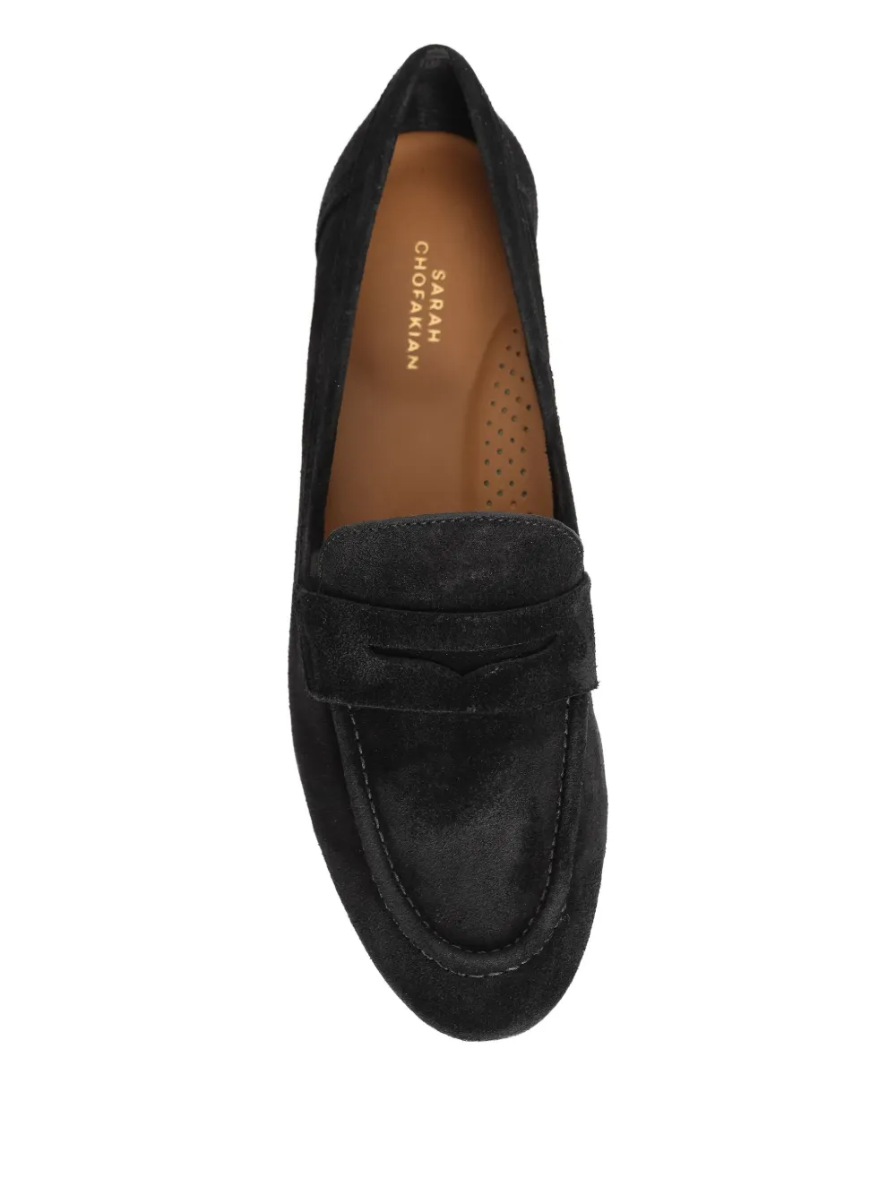 Sarah Chofakian Macchiato suède loafers met penny-bandje Zwart
