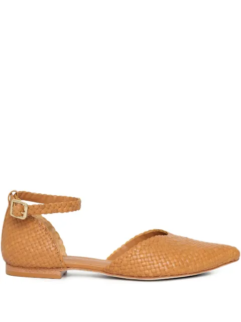 Sarah Chofakian Matcha wove-leather ankle-strap slides