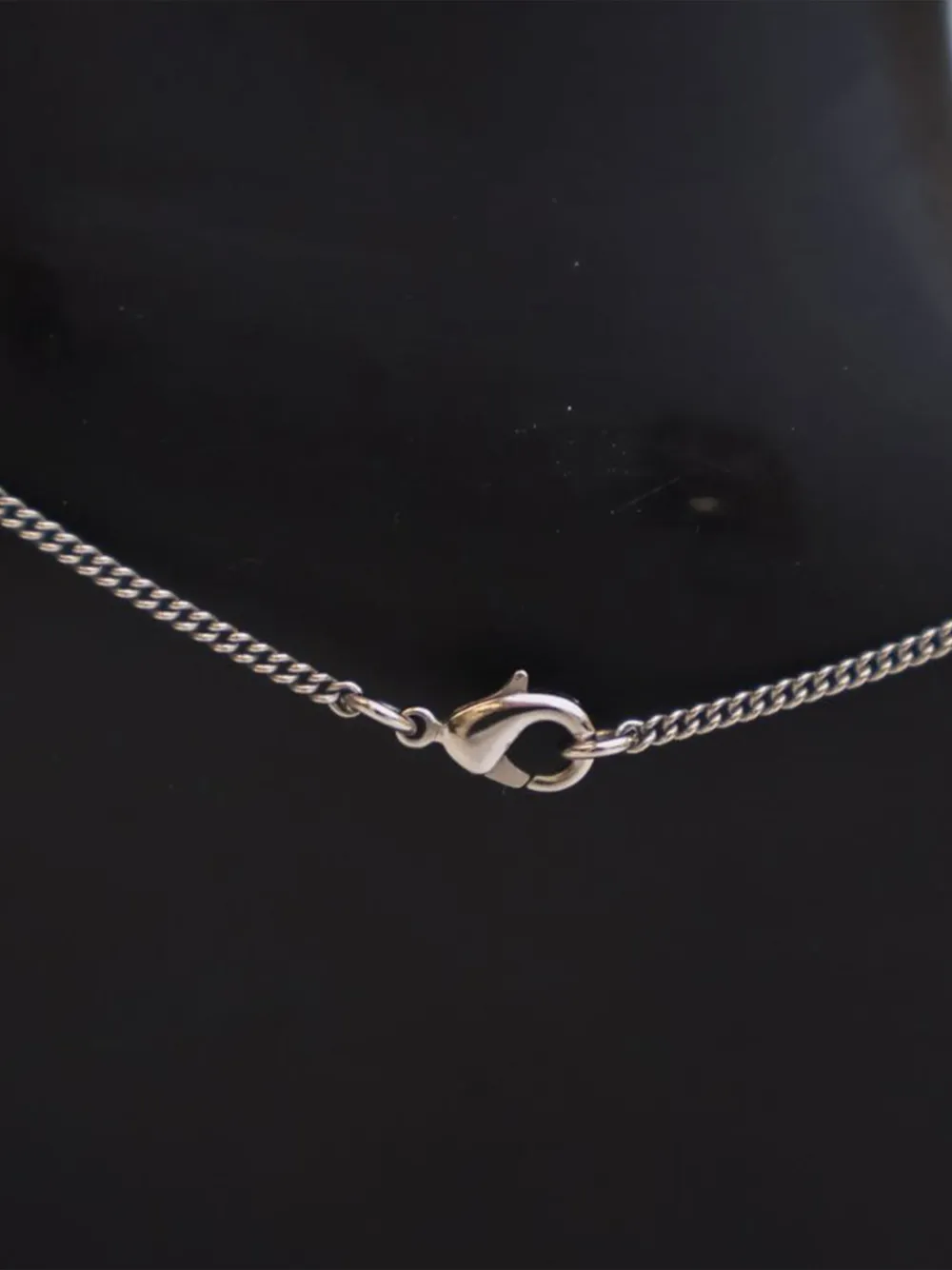 Pre-owned Chanel 2010-2025 Silver Plated Cc Crystal Pendant Necklace Costume Necklace