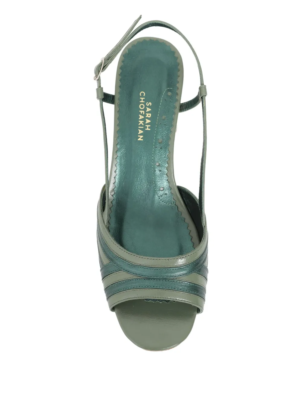Sarah Chofakian 40 mm Mille Feuille slingback pumps met leren vlakken Groen
