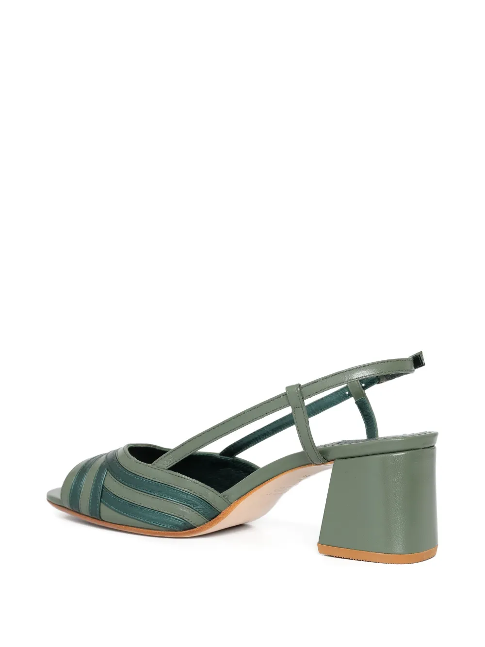 Sarah Chofakian 40 mm Mille Feuille slingback pumps met leren vlakken Groen