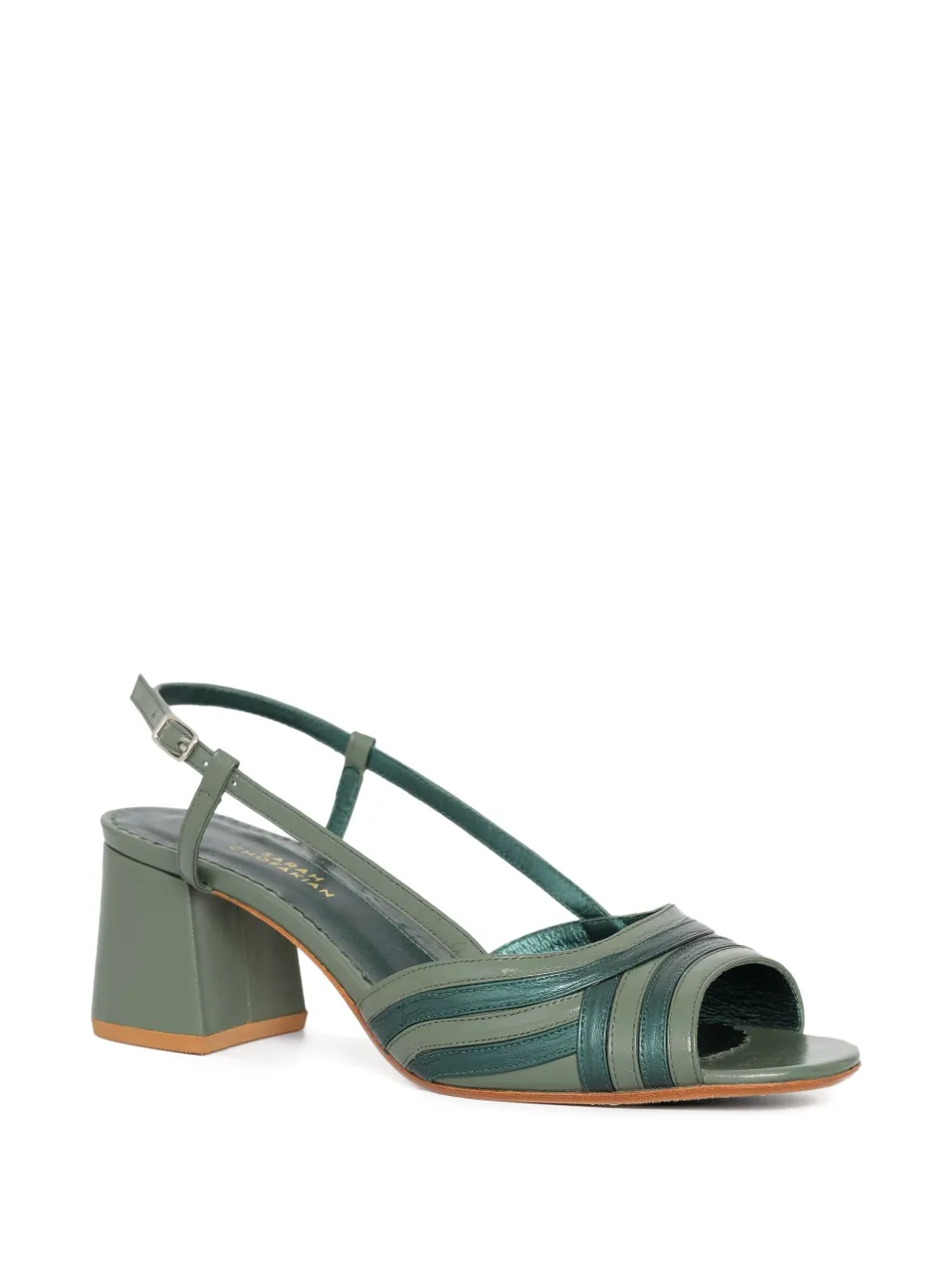 Sarah Chofakian 40 mm Mille Feuille slingback pumps met leren vlakken Groen