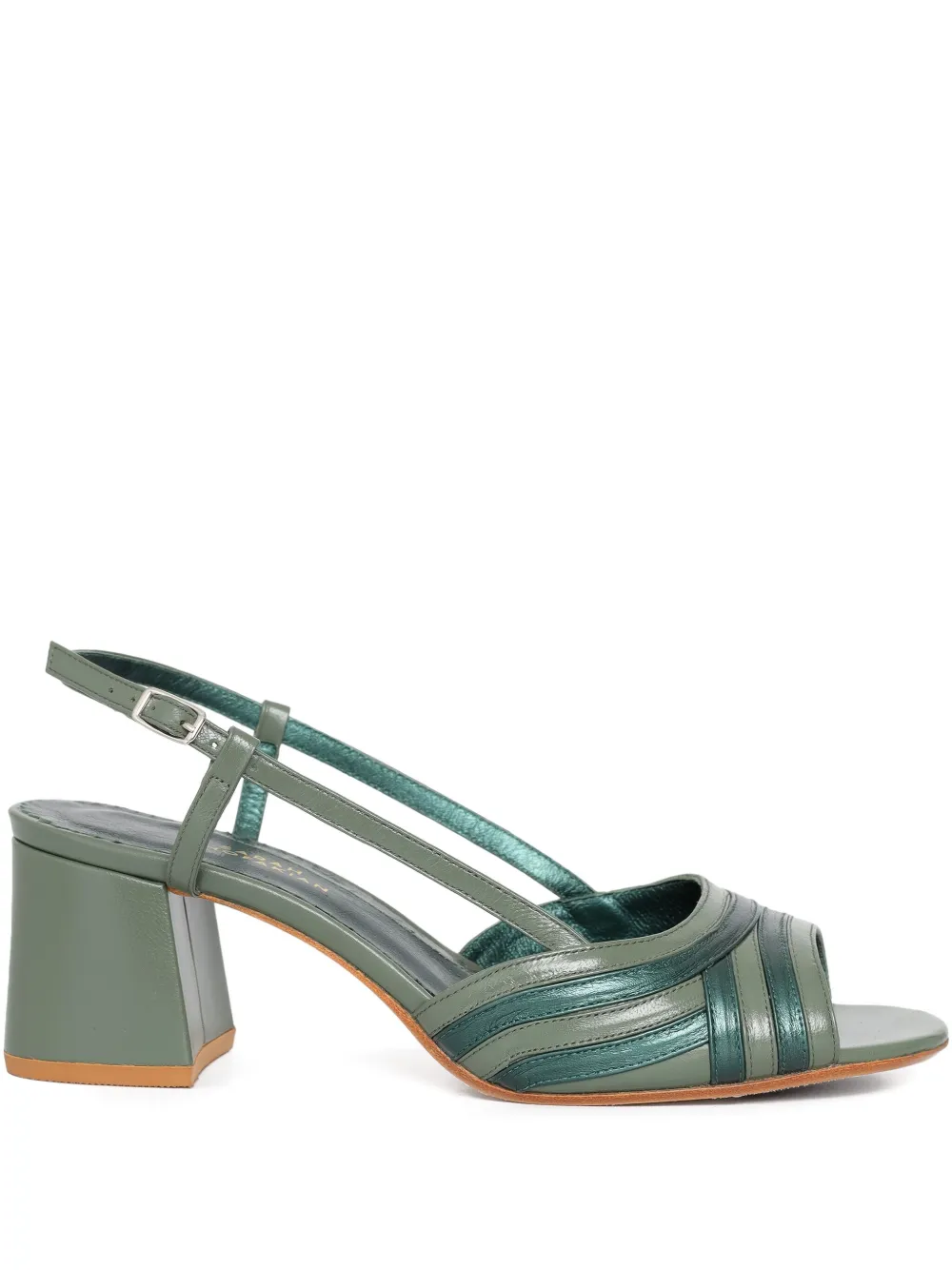 Sarah Chofakian 40 mm Mille Feuille slingback pumps met leren vlakken Groen