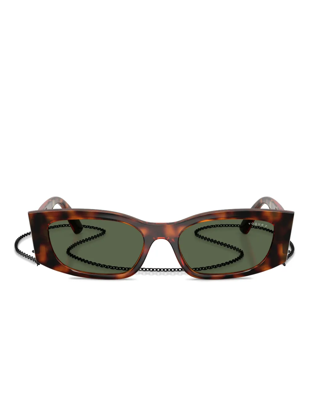 Vogue Eyewear chain-detail rectangle sunglasses | Brown | Image 1