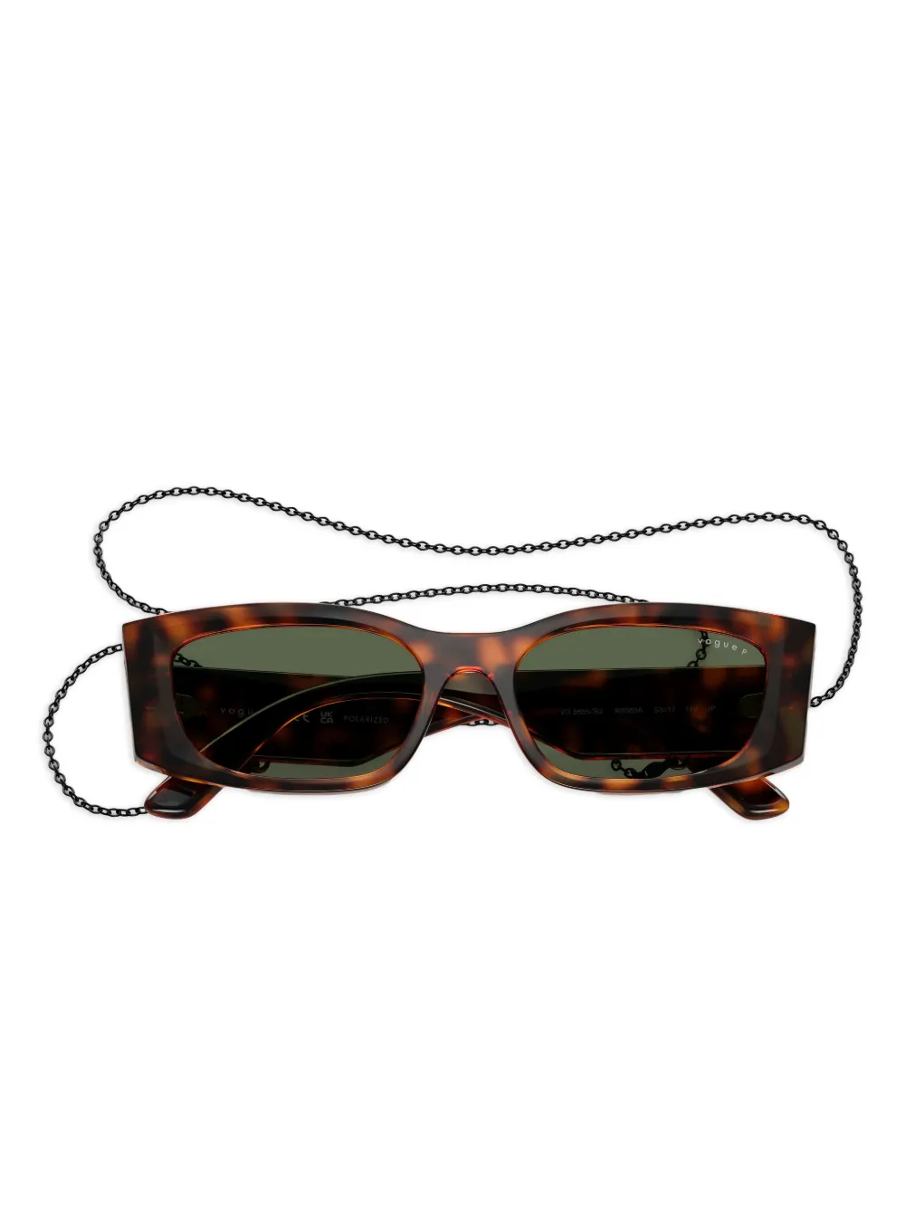 Vogue Eyewear Zonnebril met rechthoekig montuur en kettingdetail Bruin