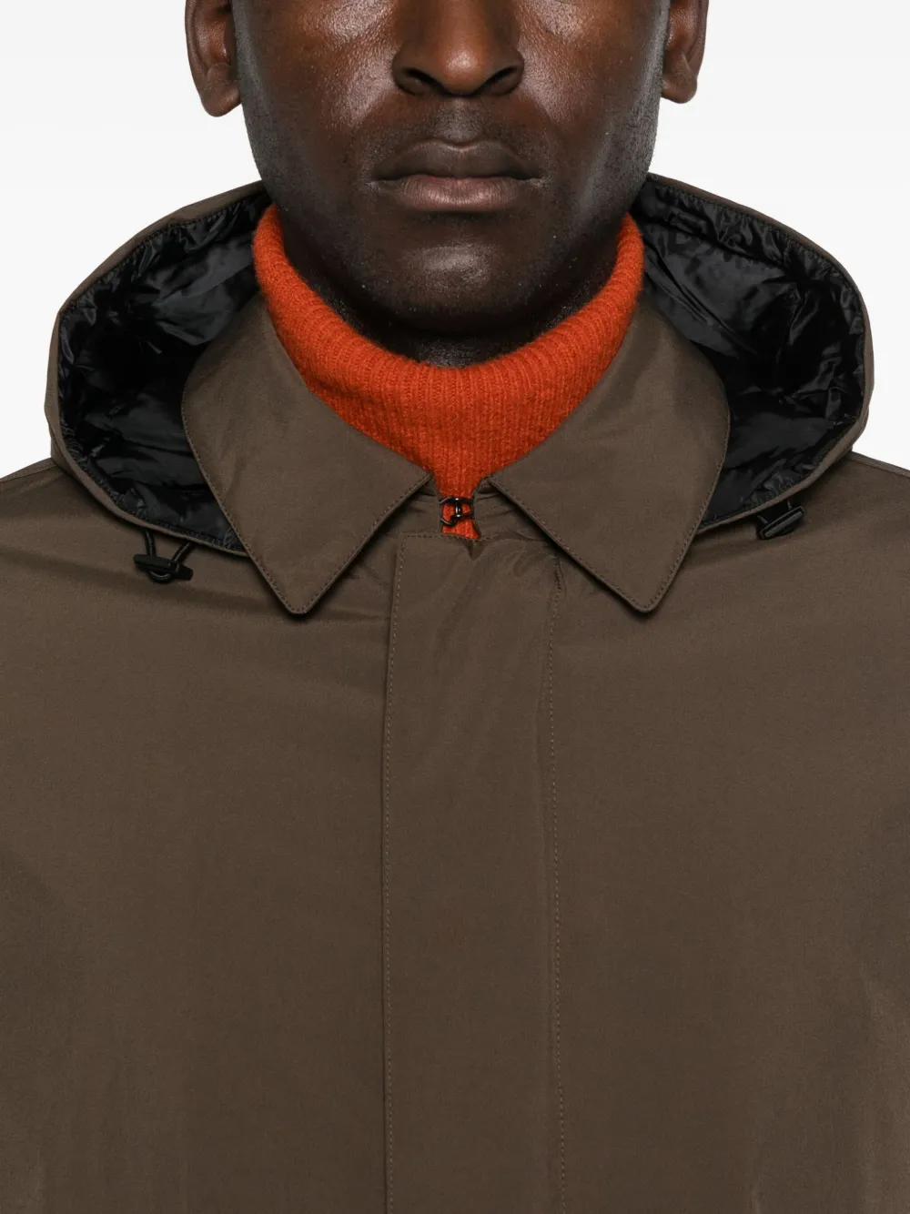 Herno Hooded Concealed-zip Coat In Black