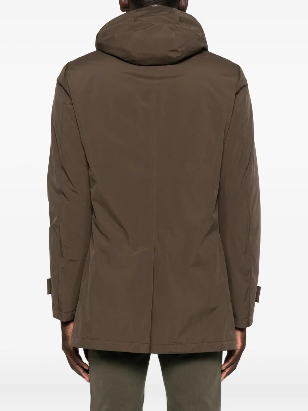 Herno Hooded Concealed-zip Coat In Black
