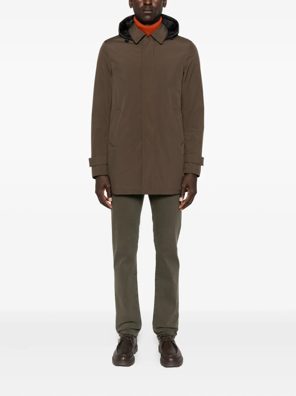 Herno hooded concealed-zip coat - Bruin