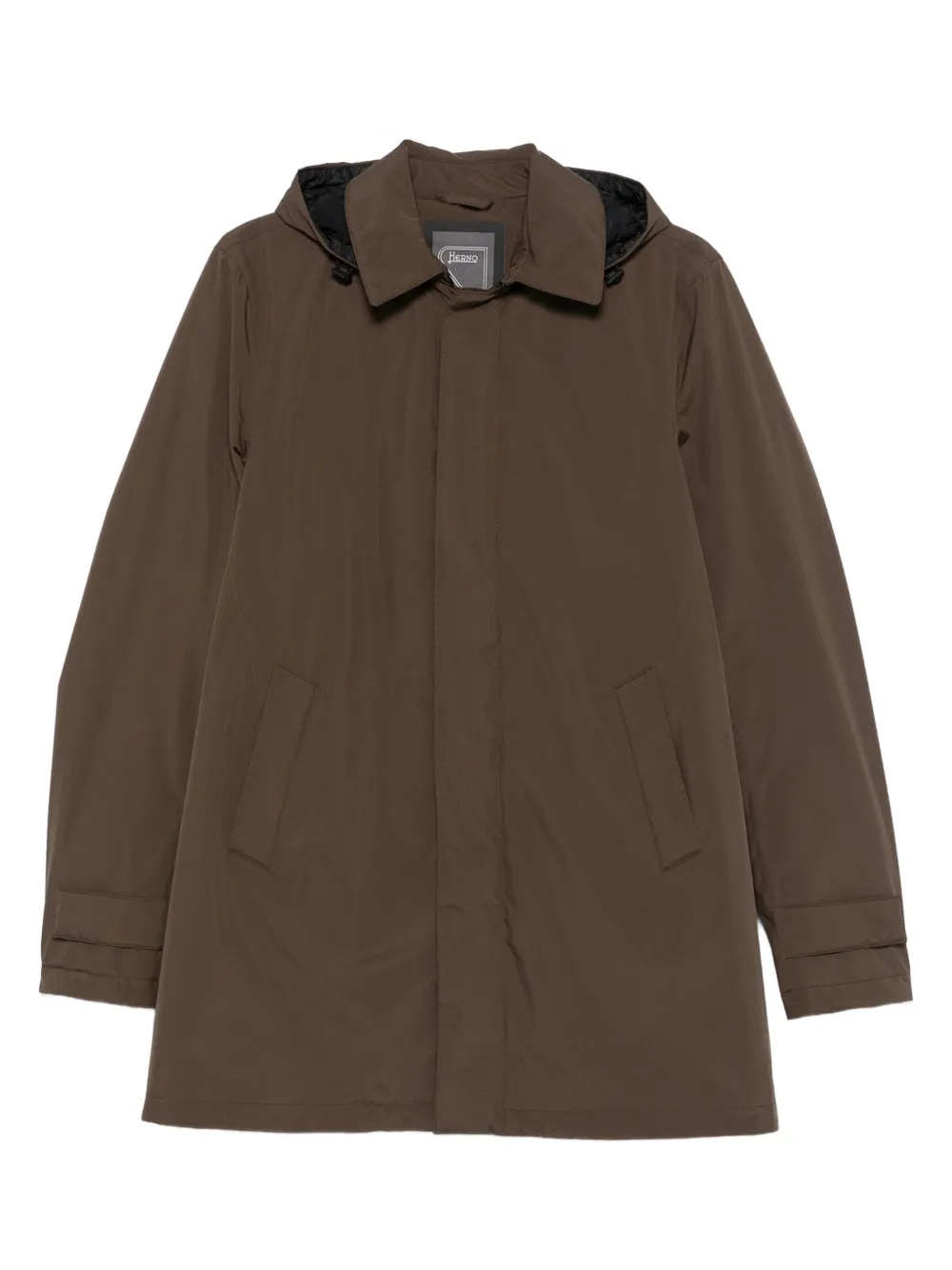 Herno hooded concealed-zip coat | Brown | Image 1