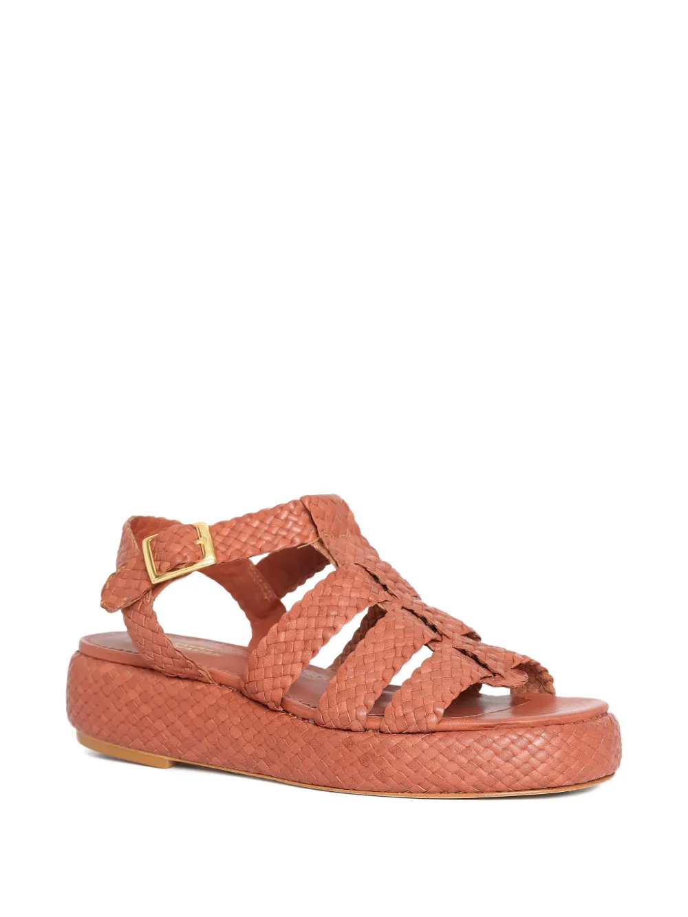 Sarah Chofakian 35 mm Mocca geweven sandalen met plateauzool Bruin