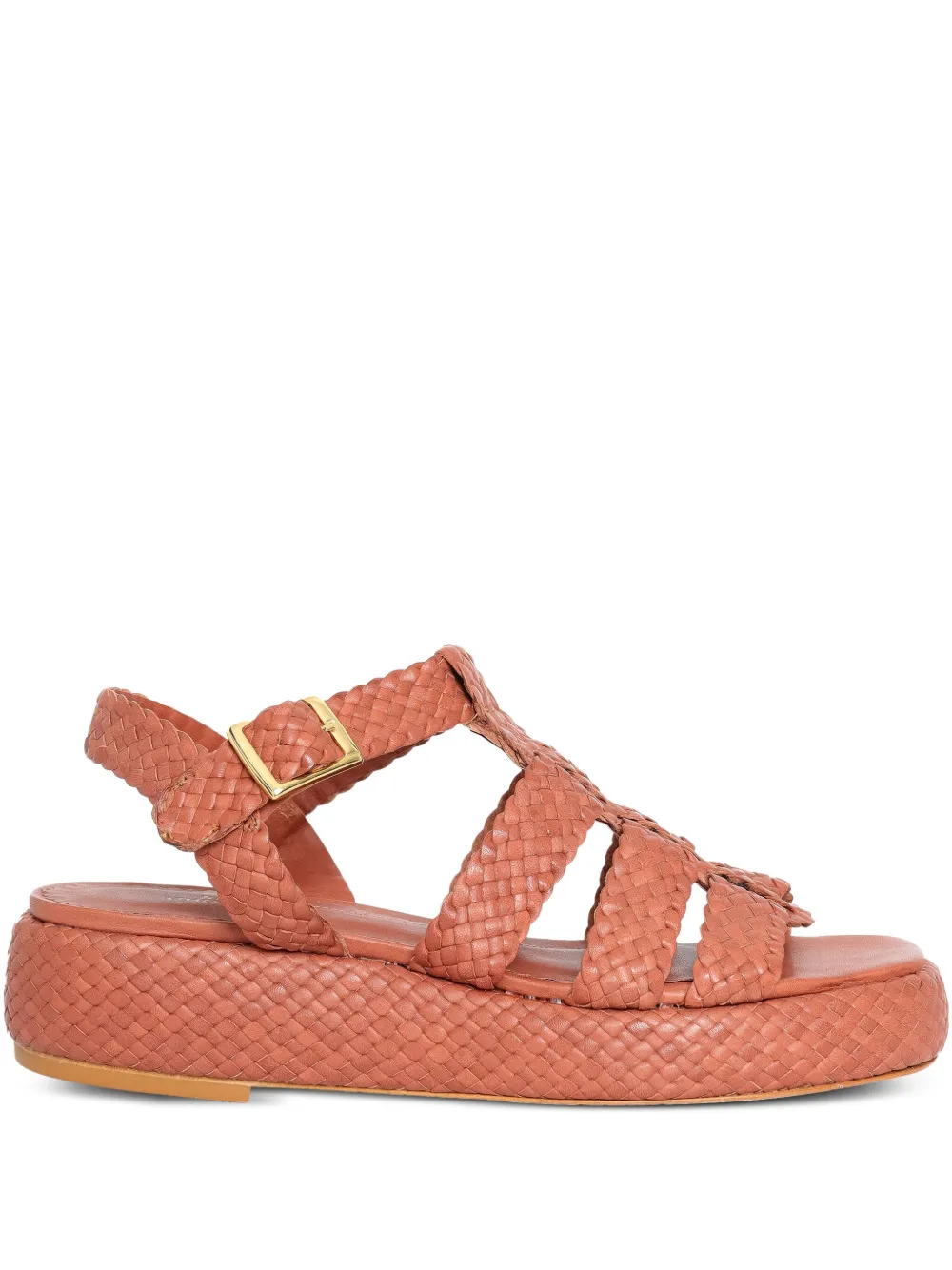 Sarah Chofakian 35 mm Mocca geweven sandalen met plateauzool Bruin