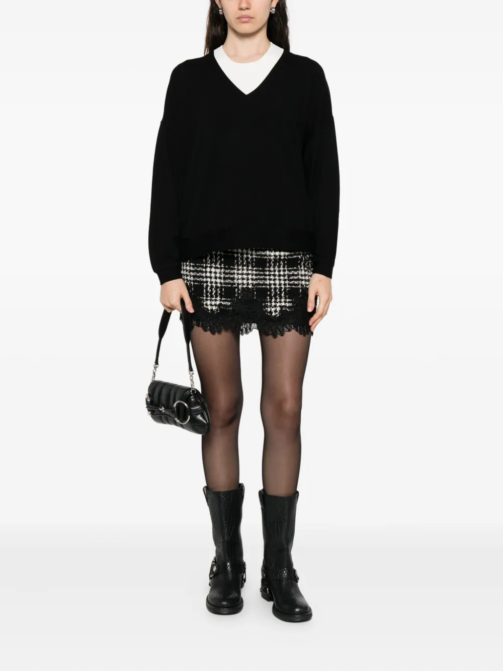 Majestic V-neck Boxy Sweater In Black