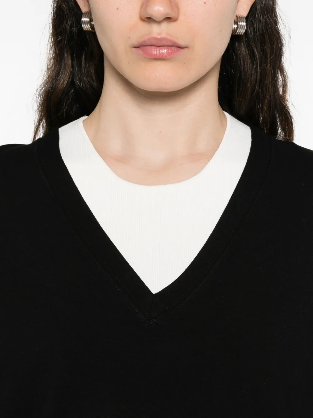 Majestic V-neck Boxy Sweater In Black