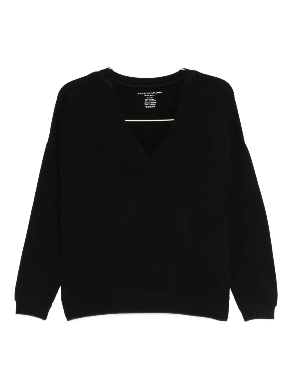 Majestic V-neck Boxy Sweater In Black