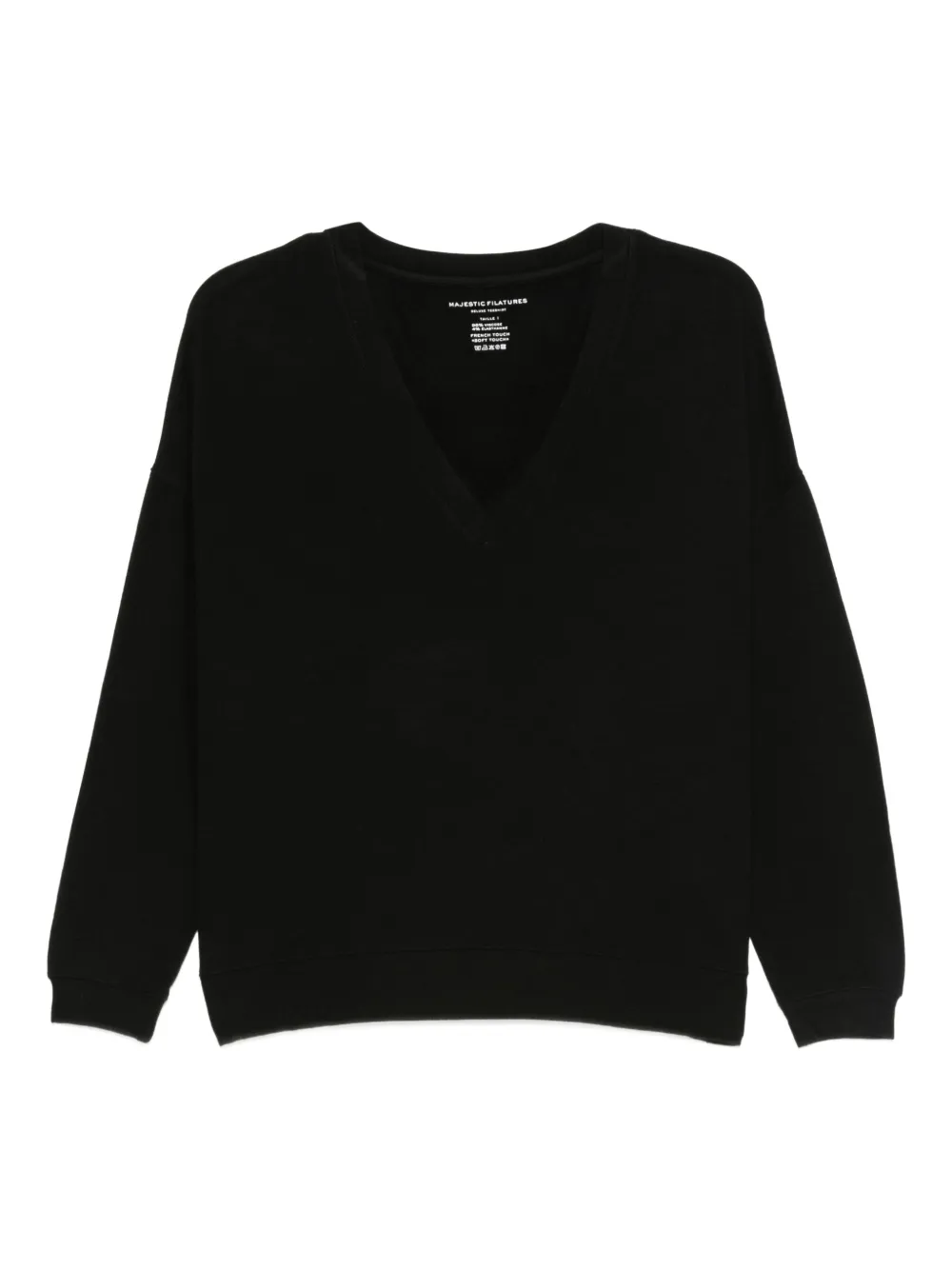 Majestic Filatures V-neck boxy sweater | Black | Image 1