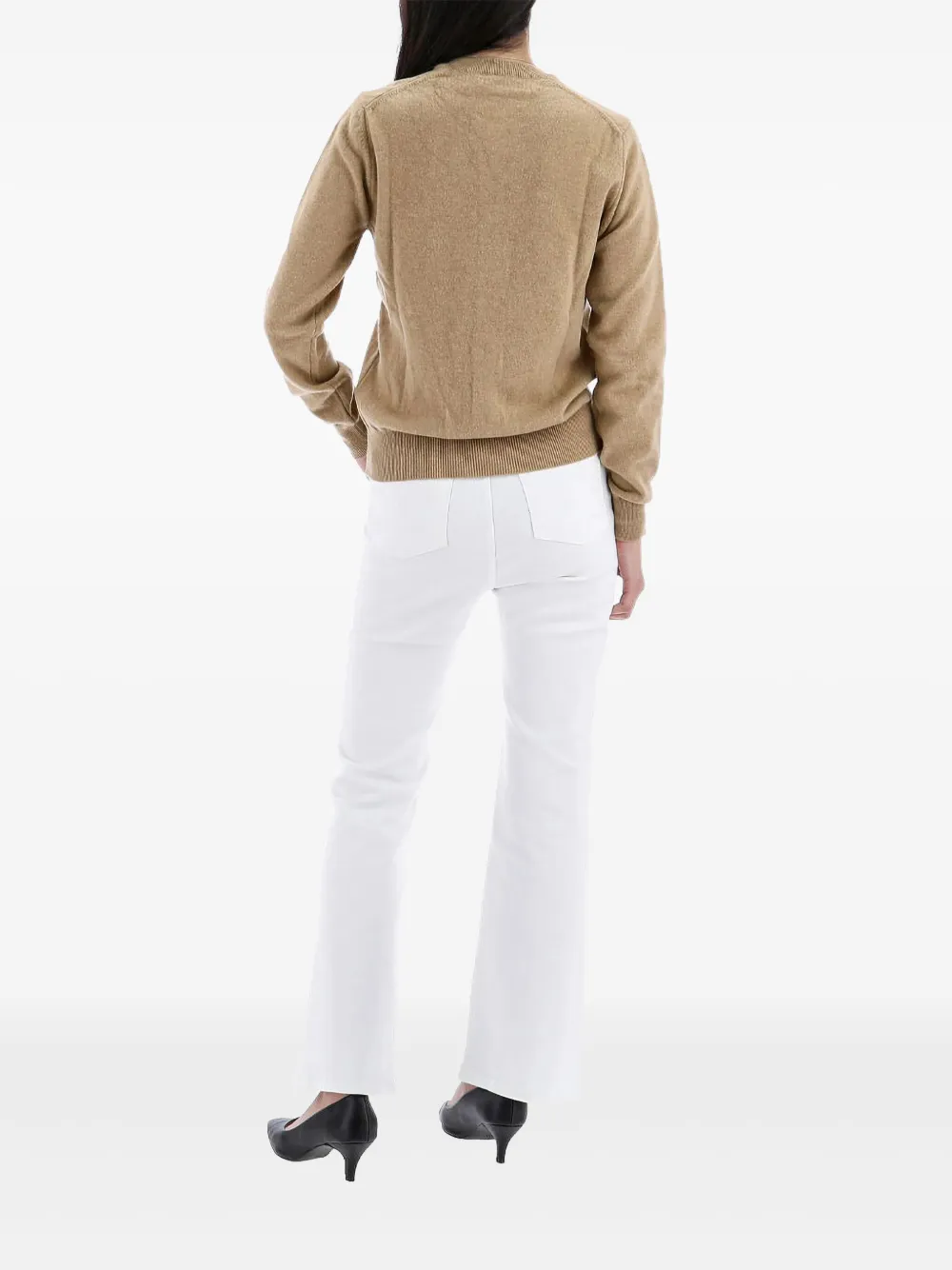 Comme Des Garçons Play Heart-appliqué Wool Cardigan In Neutral