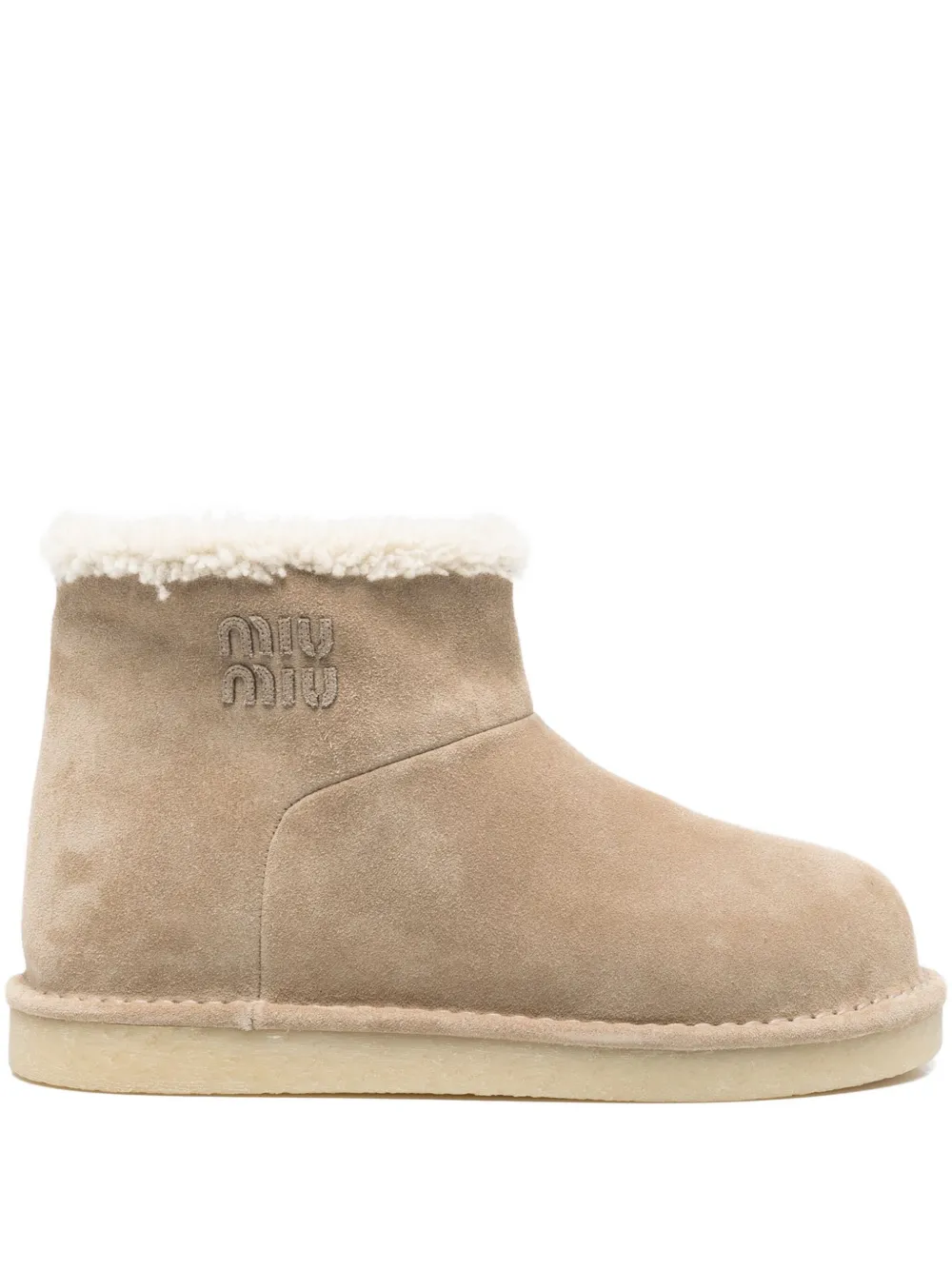 Miu suede shearling-lined ankle boots Neutrals