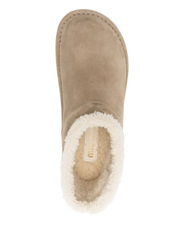 miumiuムートンブーツ Miu Miu Suede Shearling Lace-Up Chukka Booties - Bergdorf Goodman