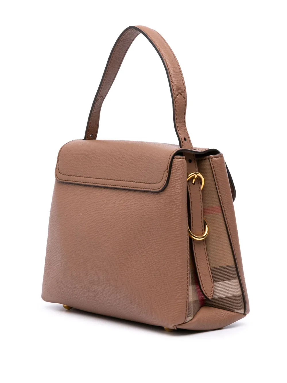 Pre-owned Burberry 2000-2017 Small Calfskin And House Check Camberley Satchel In Brown