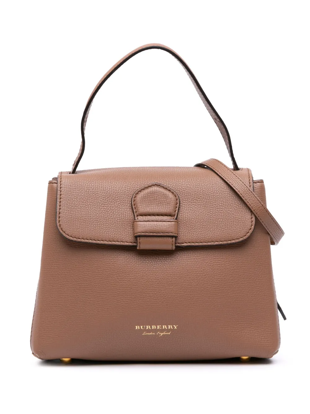 Pre-owned Burberry 2000-2017 Small Calfskin And House Check Camberley Satchel In Brown