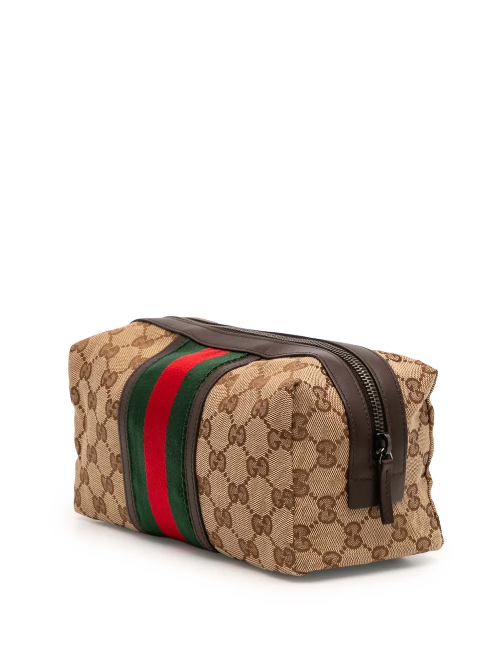 Pre-owned Gucci 2000-2015 Gg Canvas Web Pouch In Brown