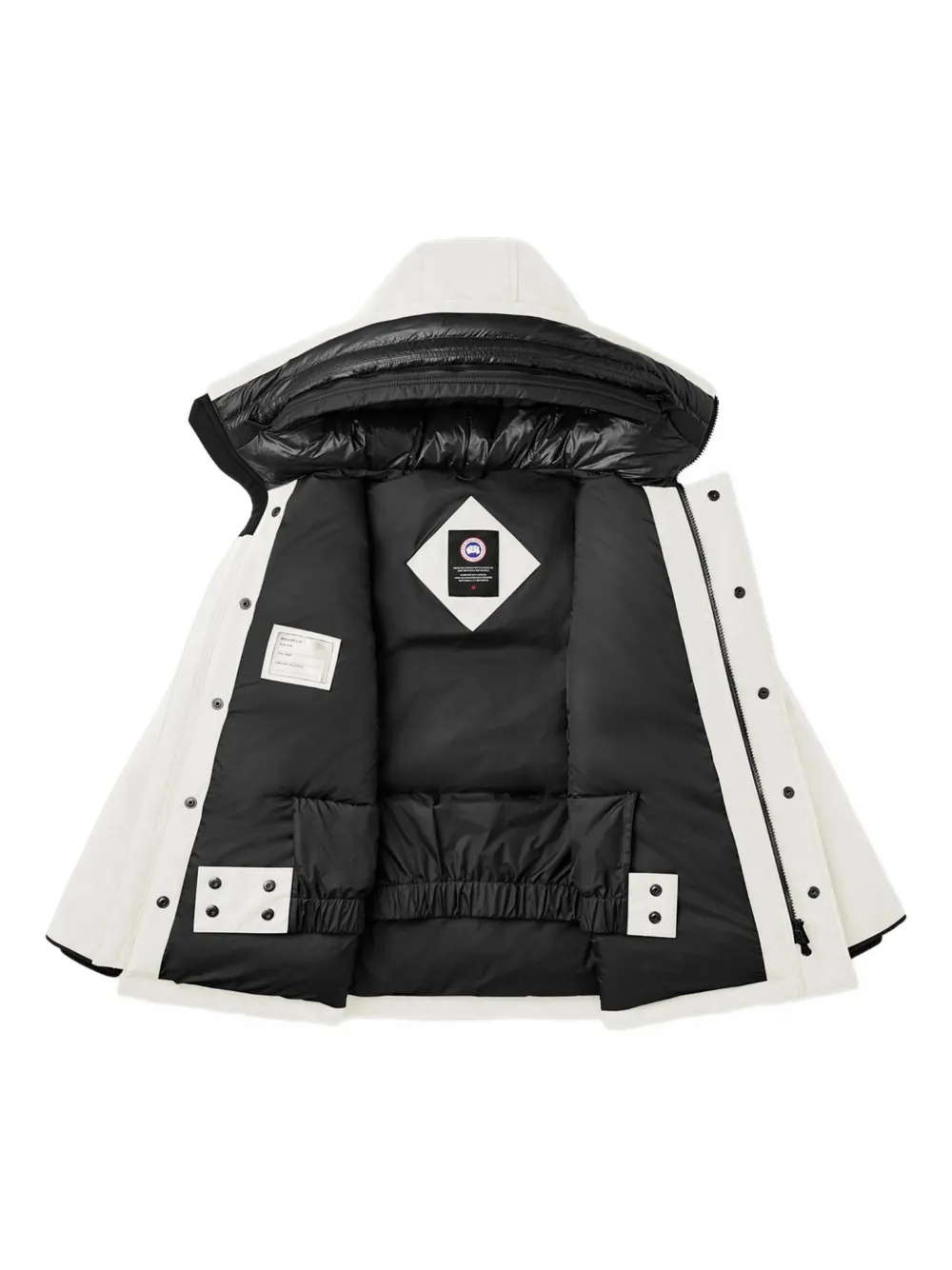 Canada Goose Kids hooded logo-patch coat Wit