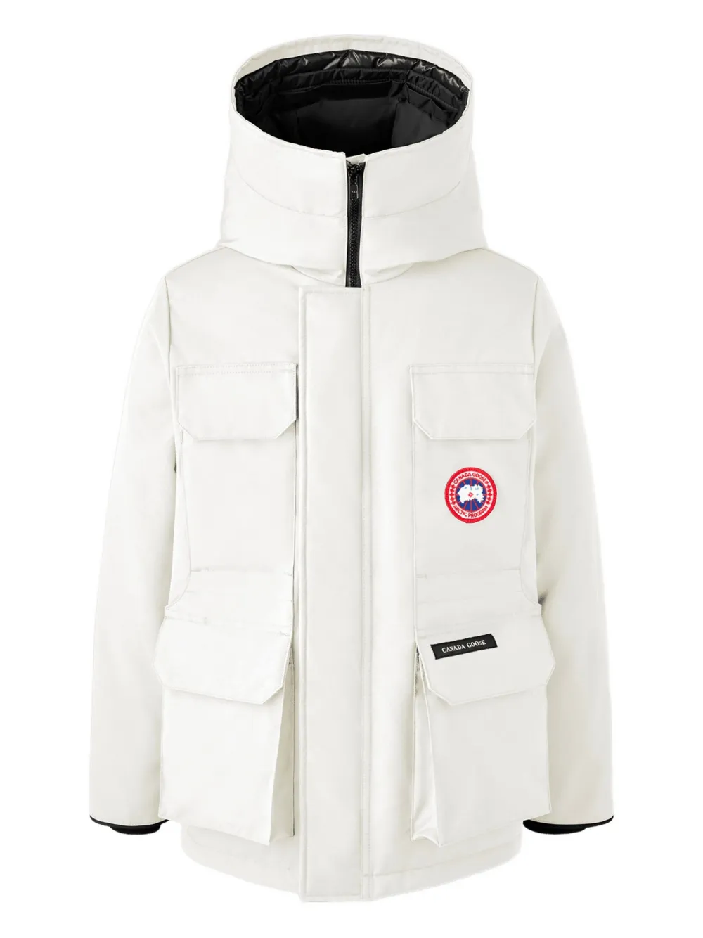 Canada Goose Kids hooded logo-patch coat Wit