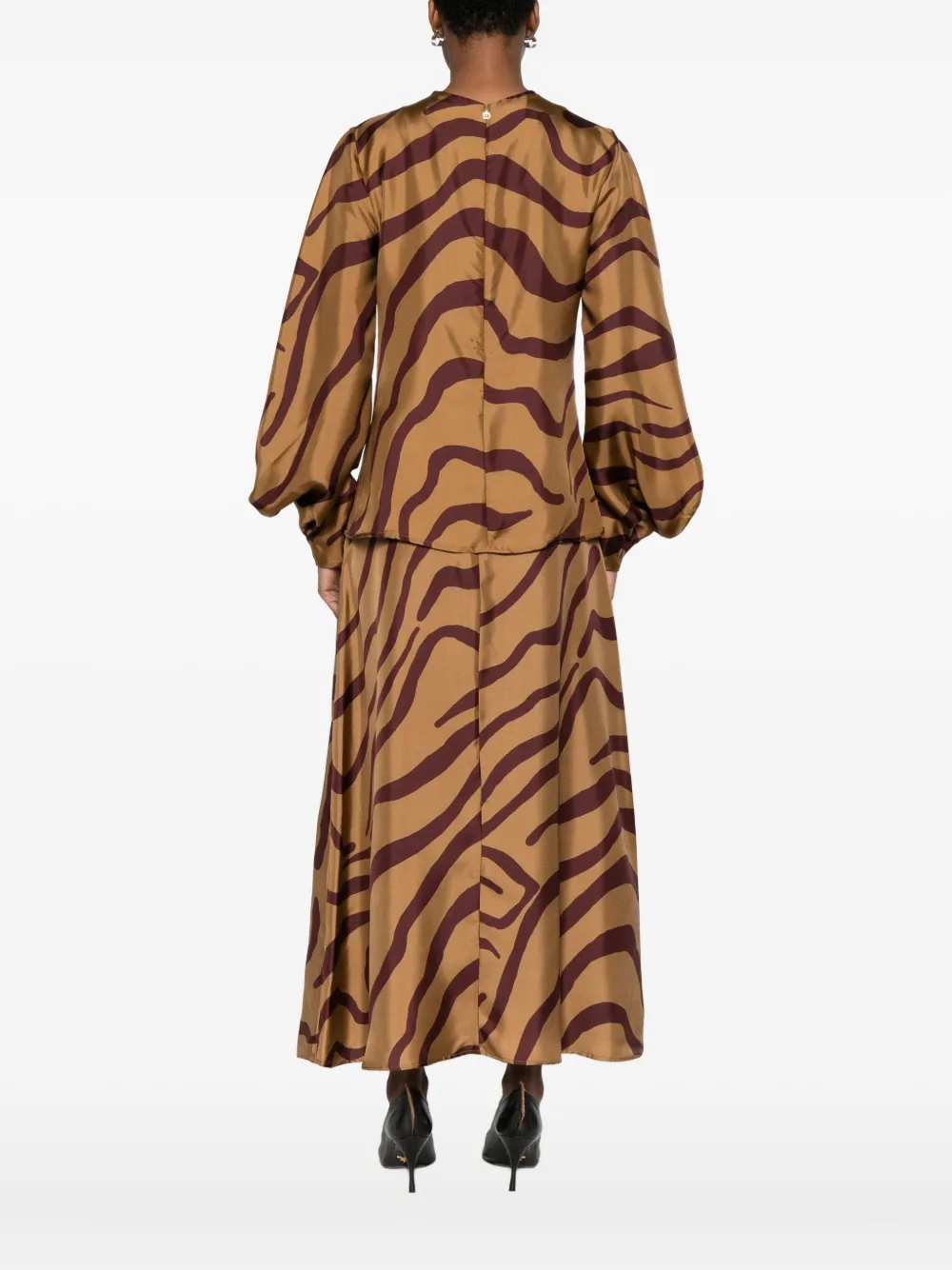 Raquel Diniz Long-sleeved Zebra Silk Top In Multi