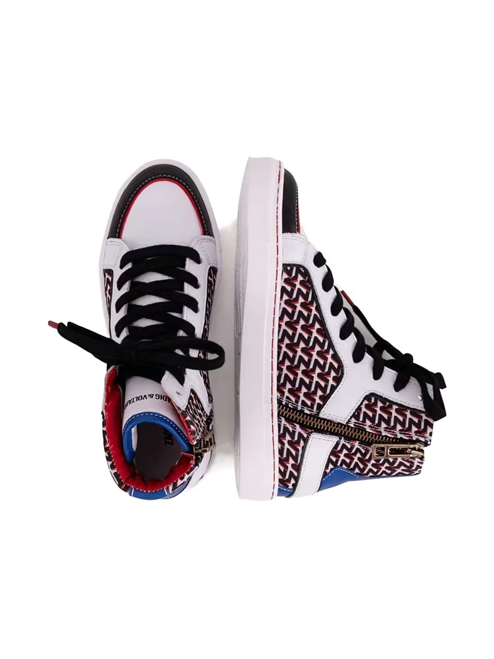 Zadig & Voltaire Monogram-pattern High-top Sneakers In Multi