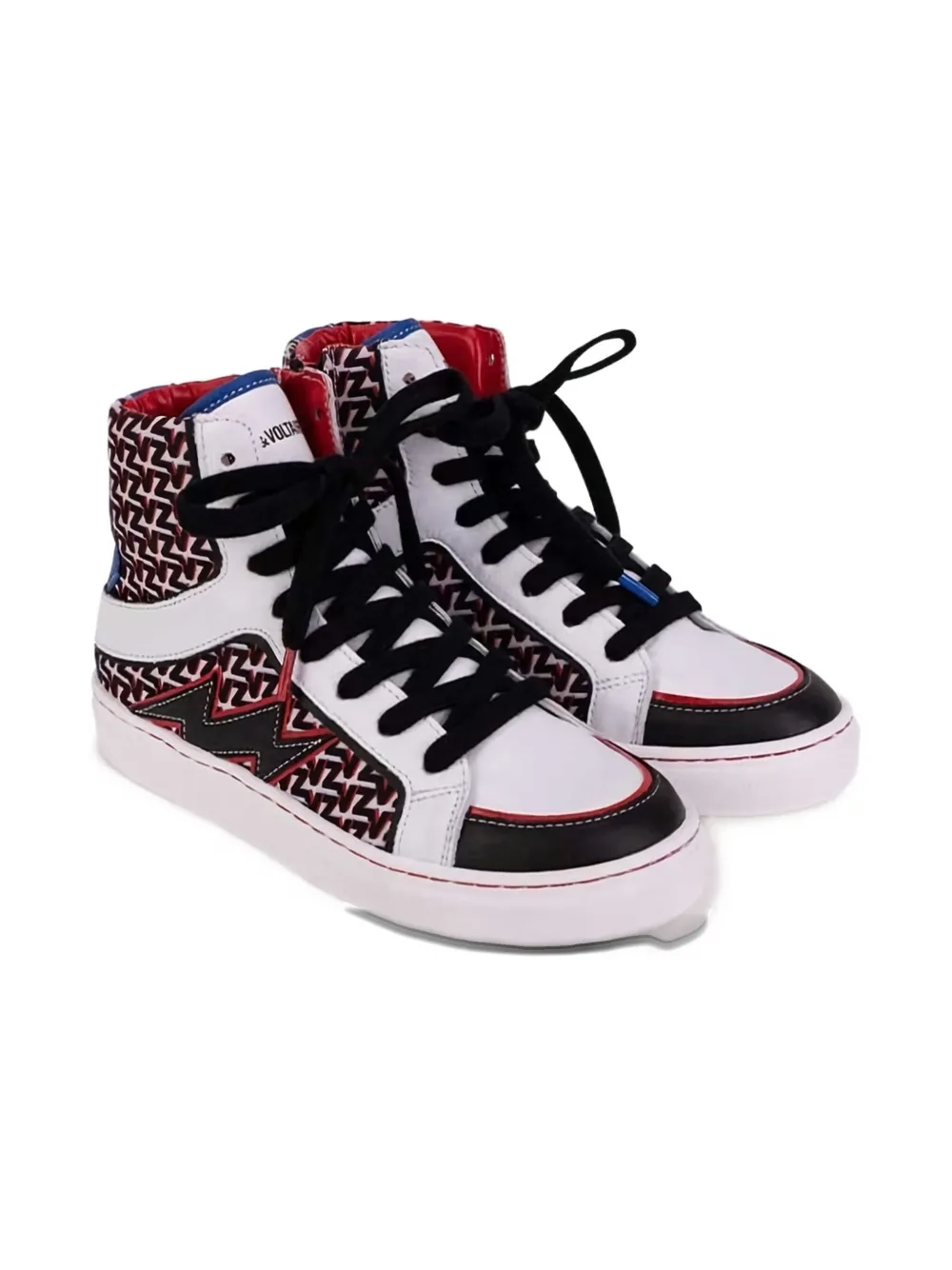 Zadig & Voltaire Kids' Monogram-pattern High-top Sneakers In Multi