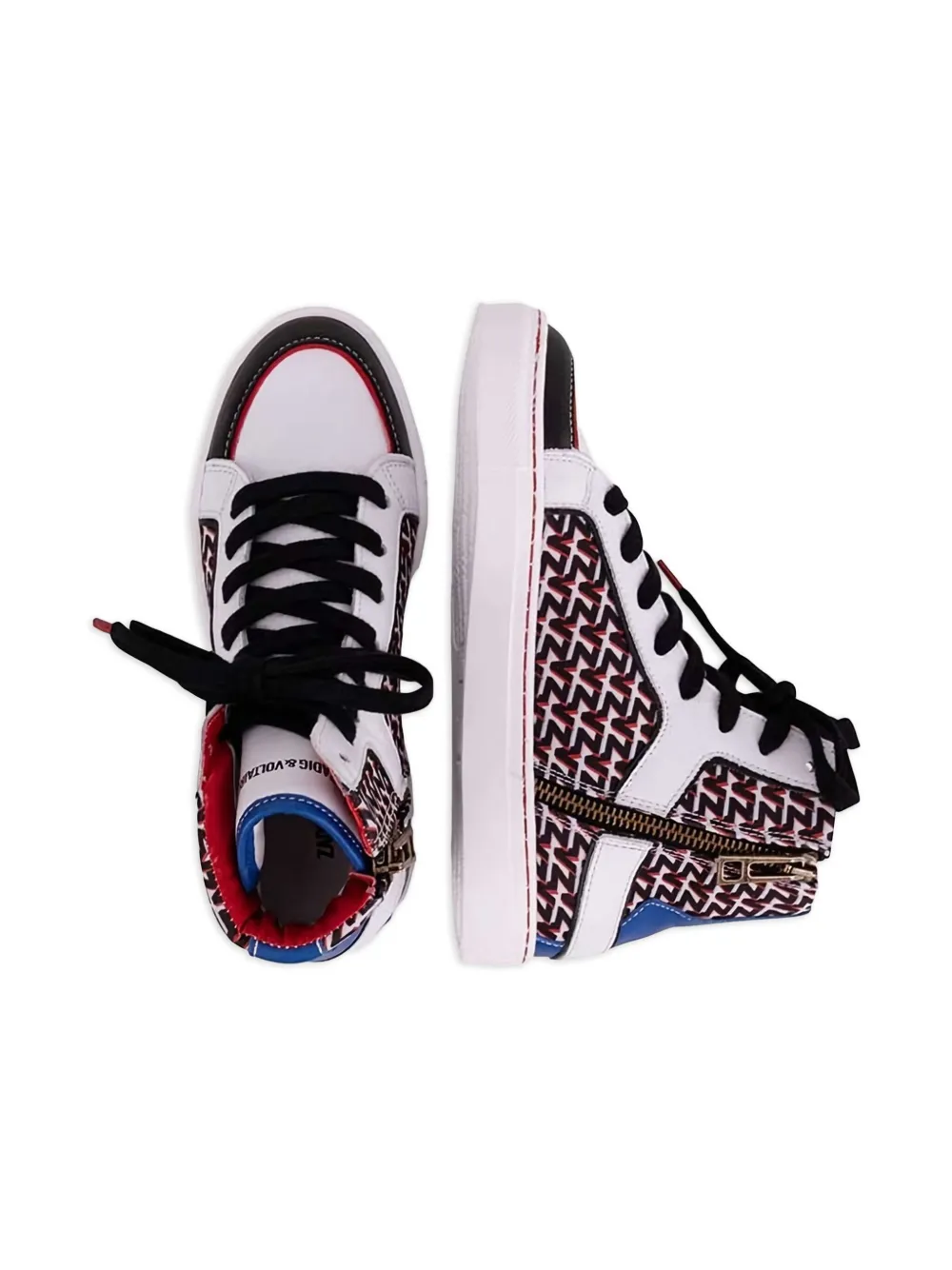 Zadig & Voltaire Kids monogram-pattern high-top sneakers White