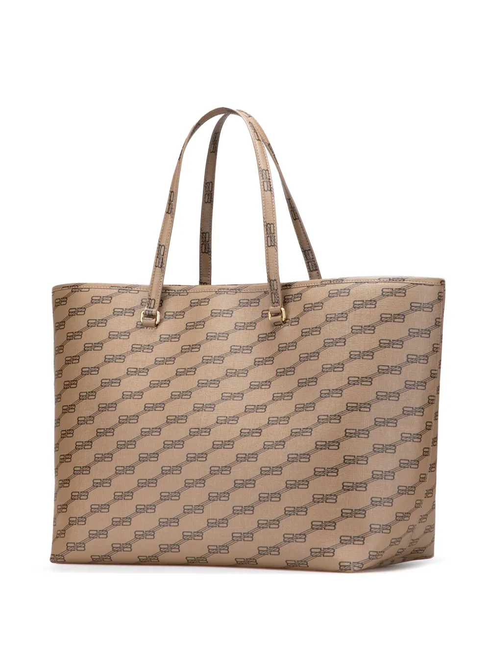 Pre-owned Balenciaga 2010-2025 Large Bb Monogram Coated Canvas Signature East West Shopper Bag Tote Bag In Brown