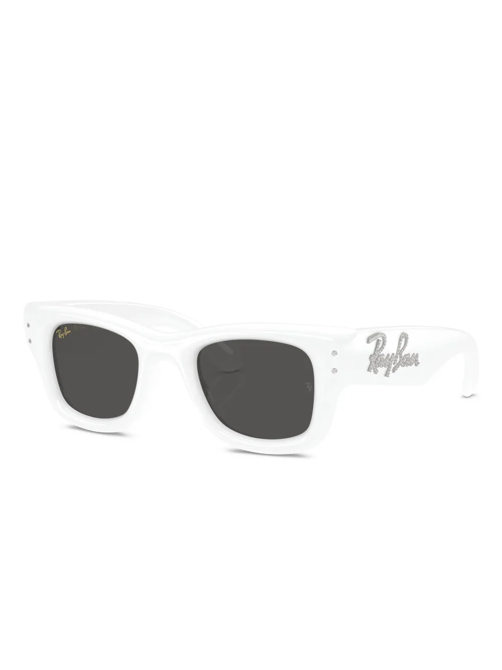 Ray-Ban Zonnebril verfraaid met stras en vierkant montuur - Wit