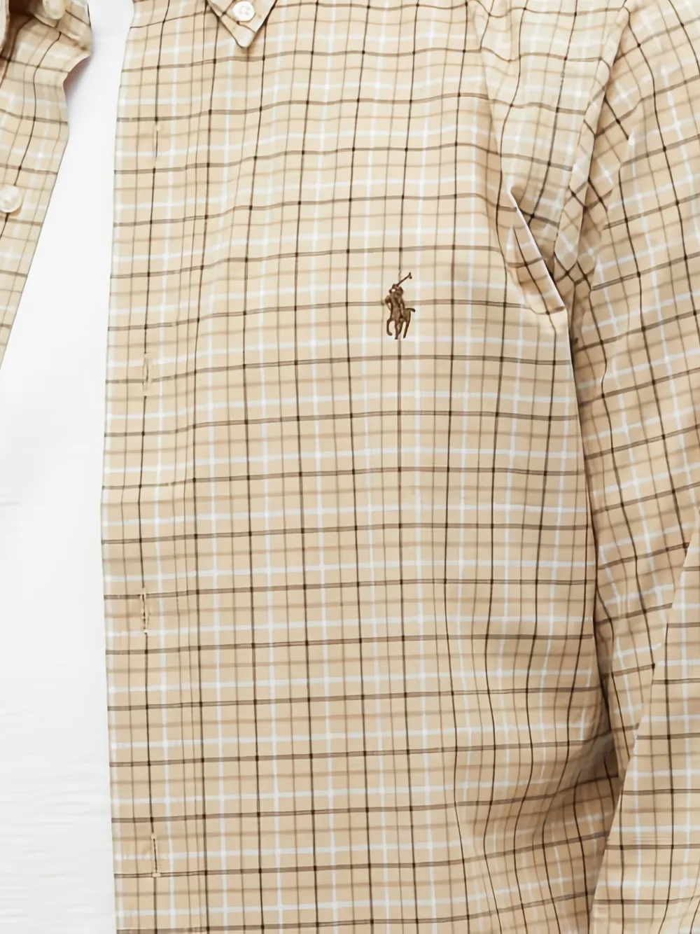 Polo Ralph Lauren Geruit overhemd met borduurwerk Beige