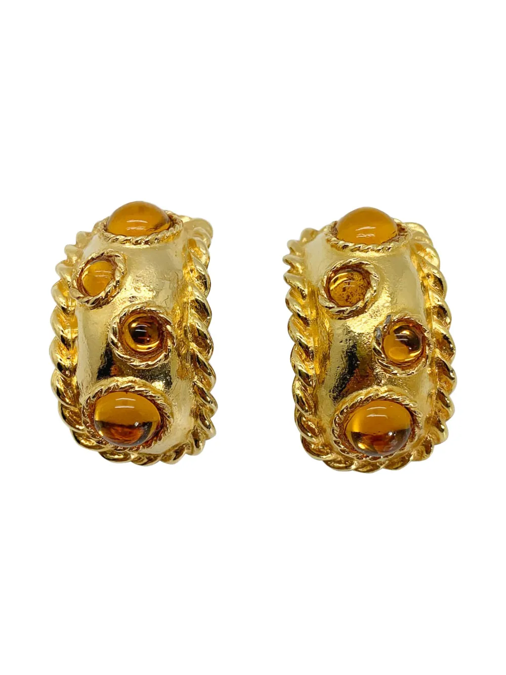 Escada Pre-Owned Orecchini a cerchio Cabochon anni '80 - Oro