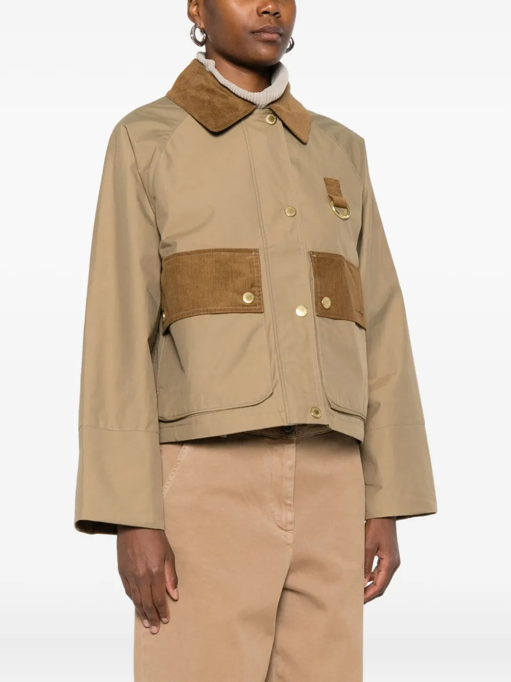 Barbour Corduroy-collar Pocket Jacket In Brown
