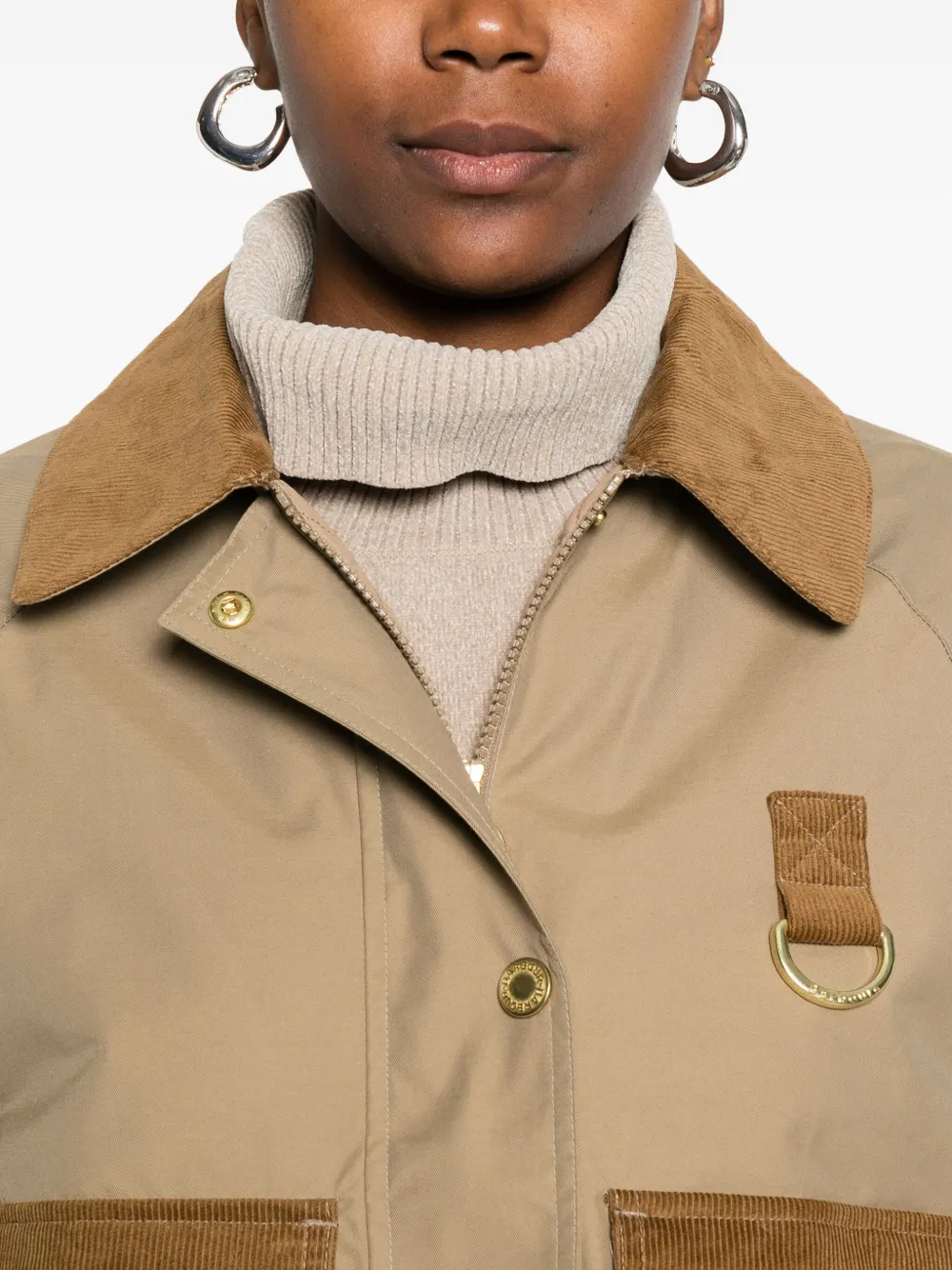 Barbour Corduroy-collar Pocket Jacket In Brown