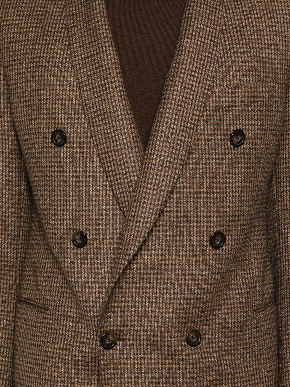 Emporio Armani Houndstooth Double-breasted Jacket In Brown